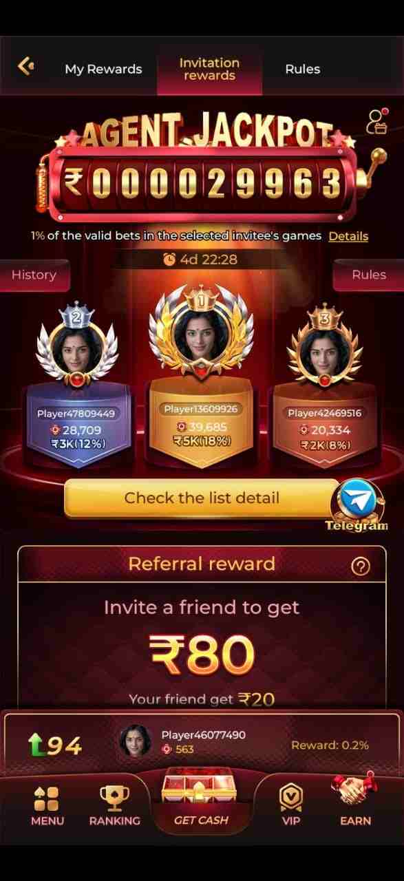 IV7 Game app agent jackpot and referral rewards